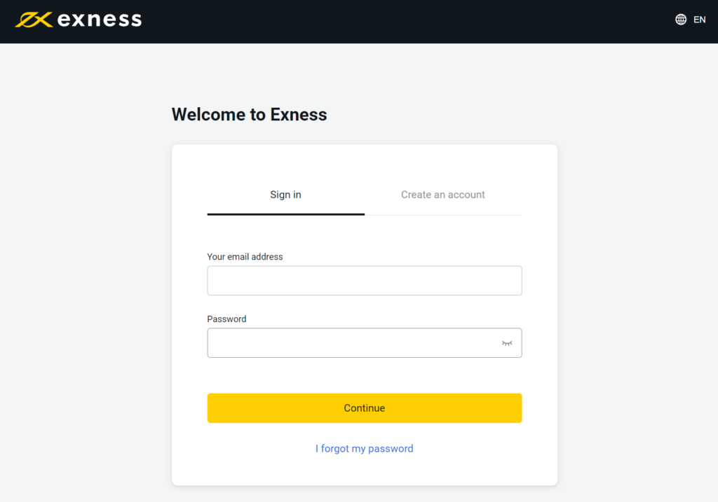 Exness login personal area